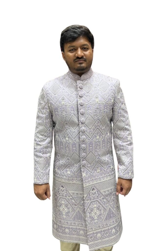 Ivory Hand-Embroidered Sherwani