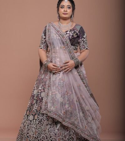 Majestic Mauve Embroidered Lehenga