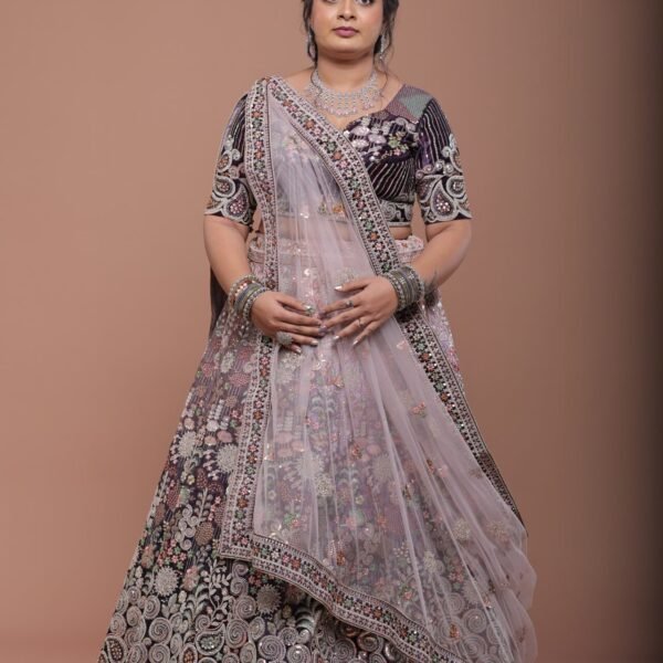 Majestic Mauve Embroidered Lehenga