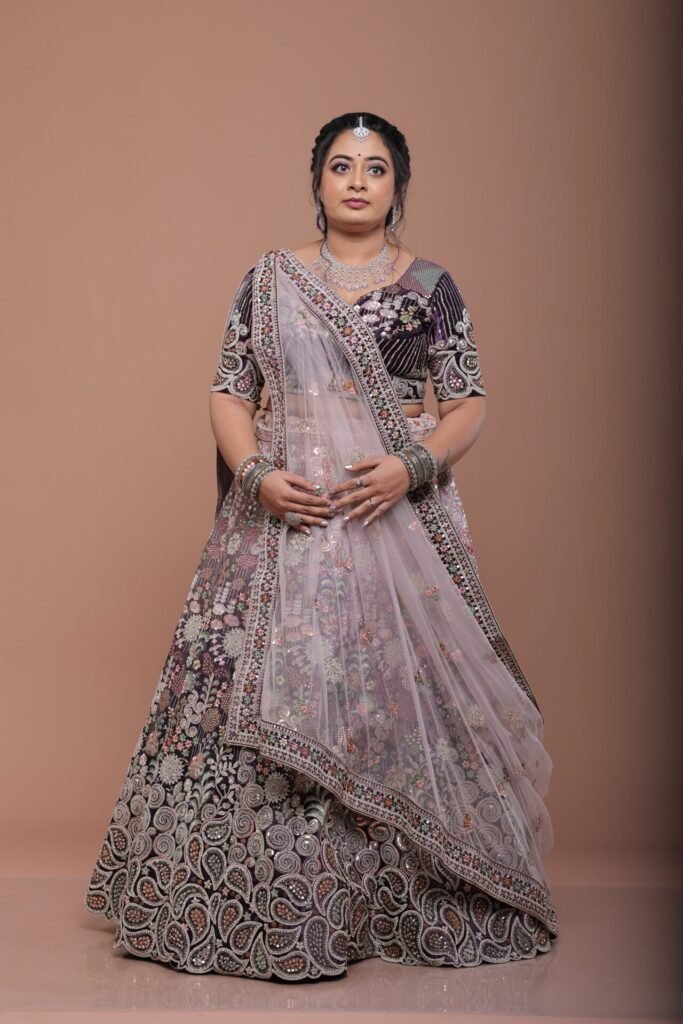 Majestic Mauve Embroidered Lehenga