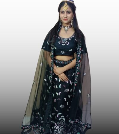 Midnight Black Embroidered Lehenga