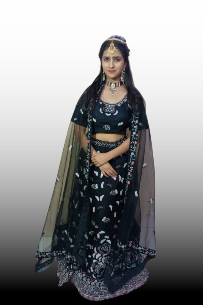 Midnight Black Embroidered Lehenga