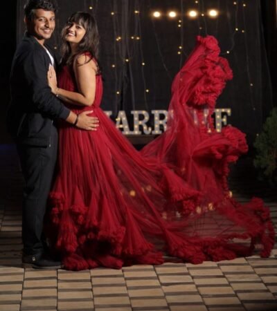 Glamorous Red Ruffle Tulle Gown