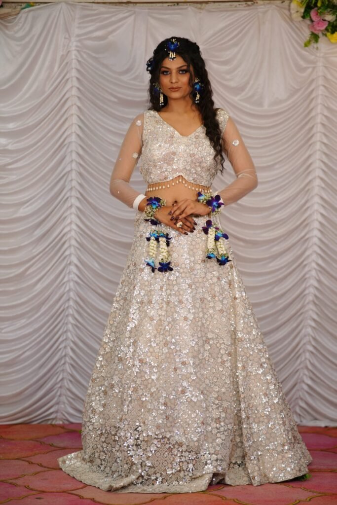 Ivory Sequin Embroidered Lehenga
