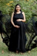 Midnight Elegance Maternity Gown