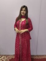 Ruby Red Mirror-Embroidered Anarkali