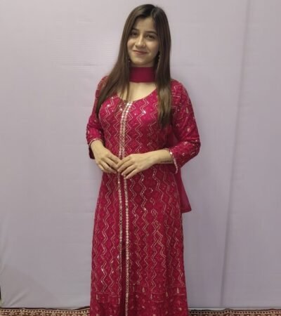 Ruby Red Mirror-Embroidered Anarkali