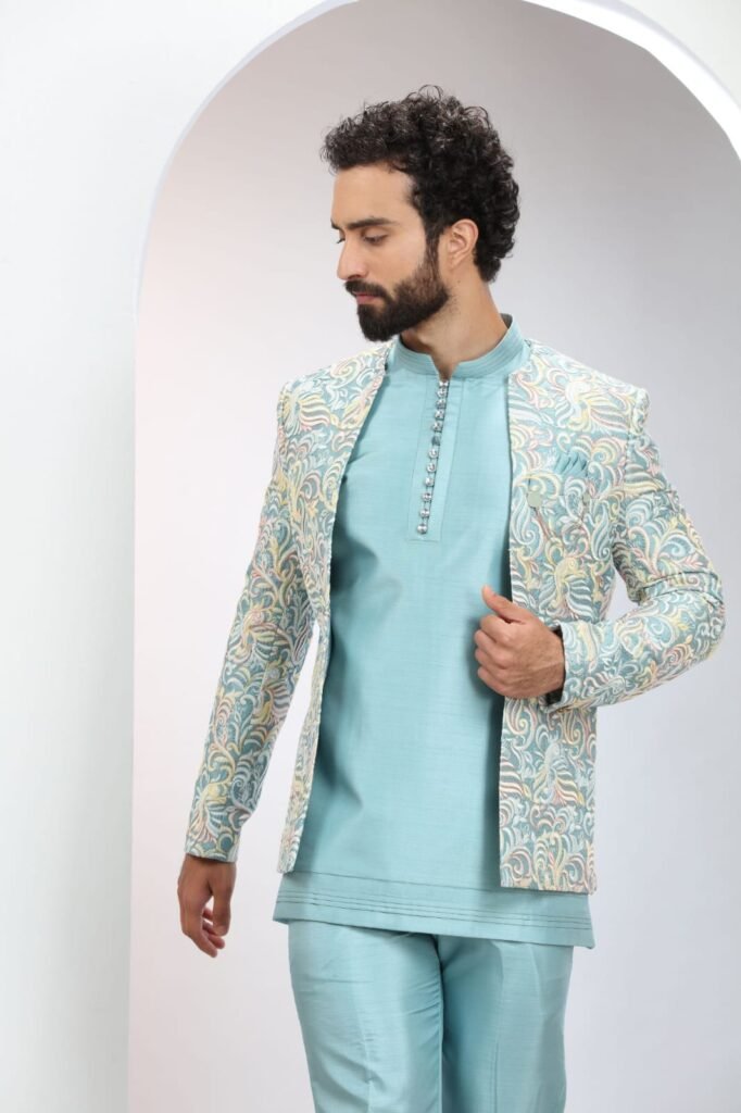Serene Aqua Indo-Western Set